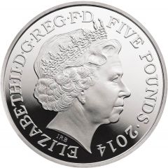 5 Pounds - Elizabeth II Queen Anne, Silver Piedfort