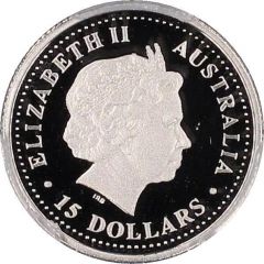 15 Dollars - Elizabeth II 4th Portrait - Koala - Platinum
