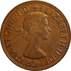 1 Penny - Elizabeth II 1st portrait, without `BRITT:OMN`