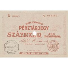 100 000 Adópengő Tax note
