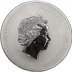 30 Dollars - Elizabeth II 4th Portrait - Year of the Dragon - Silver Bullion Coin
