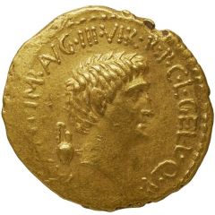 Aureus - Marcus Antonius and Octavian M·ANT·IMP·AVG·III·VIR·R·P·C·L·GELL·Q·P / CAESAR·IMP·PONT·III·VIR·R·P·C