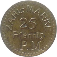 25 Pfennig Zahl-Marke, Countermarked 'P.M.'