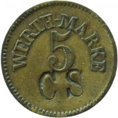 5 Pfennig Werth-Marke, Countermarked `CS`