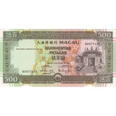 500 Patacas Banco Nacional Ultramarino