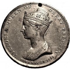 Medal - Victoria Coronation, T. Halliday, white metal, 38mm