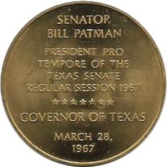 Medallion - Bill Patman `Governor of Texas`