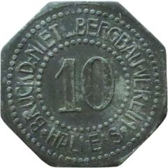 10 Pfennigs - Halle Bruckd.-Nietl. Bergbau Verein