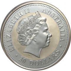 30 Dollars - Elizabeth II 4th Portrait - Australian Kookaburra - Silver Bullion Coin