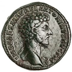 Sestertius - Marcus Aurelius and Lucius Verus CONCORD AVGVSTOR TR P XV COS III S C