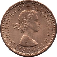 1 Farthing - Elizabeth II 1st portrait, without `BRITT:OMN`