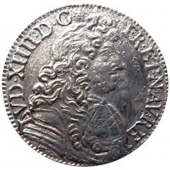 1/2 Ecu with cravat - Louis XIV 1st type