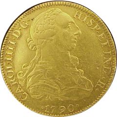8 Escudos - Carlos IV Numeral IIII, Carlos III portrait