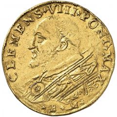 Quadruple Gold Ecu - Clement VIII Octave of Acquaviva Legate