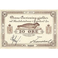 50 Øre Handelsstederne i Grønland, Type II: Stamped serial number