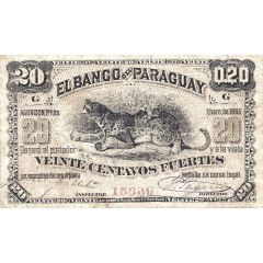 20 Centavos Fuertes Banco del Paraguay