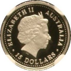 15 Dollars - Elizabeth II 4th Portrait - Koala - Platinum