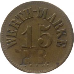 15 Pfennig Werth-Marke, Countermarked `P.B.`