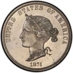 10 Dollars `1874 Eagle` Pattern, nickel