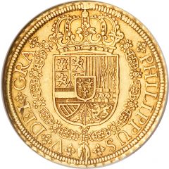 8 Escudos - Felipe V Segovia,1st type