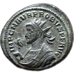 Antoninianus - Probus Imperial mantle, left, sceptre surmounted by eagle, ORIGINI AVG, Romulus