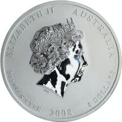 8 Dollars - Elizabeth II 4th Portrait - Year of the Mouse - Silver Bullion Coin
