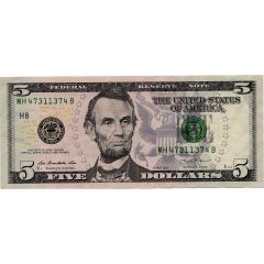 5 Dollars Federal Reserve Note, colored