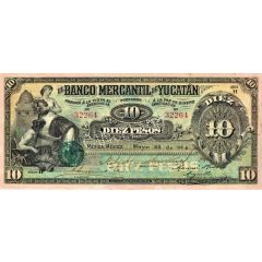 10 Pesos El Banco Mercantil de Yucatan