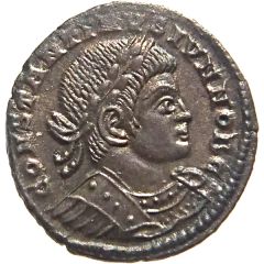 Nummus - Constantinus II GLORIA EXERCITVS, Two standards, Lugdunum