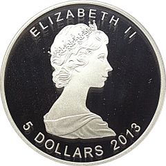 5 Dollars - Elizabeth II 2nd portrait, Gold plated anniversary SML