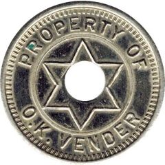 Amusement Token - Propety of O.K. Vender Chicago, Illinois