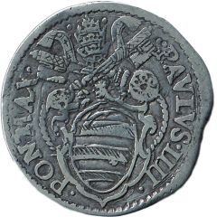 1 Testone - Paul IV St. Peter with tiara