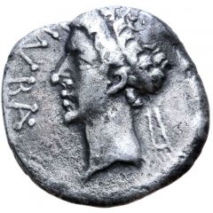 Denarius - Juba II and Cleopatra Selene Caesarea