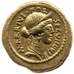 Aureus Arria: Marcus Arrius Secundus, M·ARRIVS SECVNDVS F·P·R