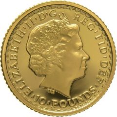 10 Pounds - Elizabeth II 4th portrait, 1/10 oz Fine Gold