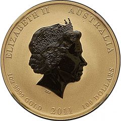100 Dollars - Elizabeth II 4th Portrait - Year of the Rabbit - Gold Bullion Coin