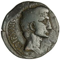 As - Augustus L NAEVIVS L SVRDINVS IIIVIR A A A F F S C