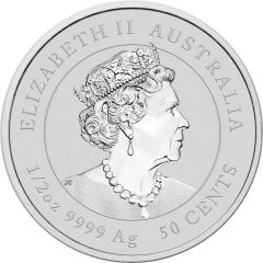 50 Cents - Elizabeth II 6th Portrait; Posthumous - Year of the Rabbit - Silver Bullion Coin