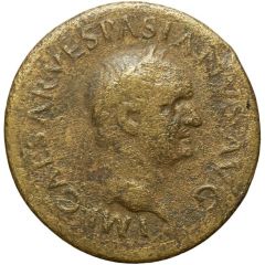 Sestertius - Vespasian ROMA ET AVGVSTVS COS ITERVM TRIBVN POT S C, Roma and Victory
