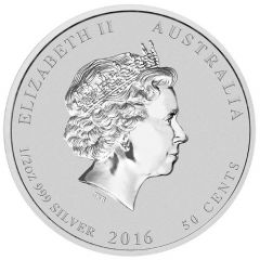 50 Cents - Elizabeth II 4th Portrait - Year of the Monkey - Silver Bullion Coin