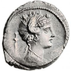 Denarius Plaetoria: Marcus Plaetorius Cestianus, M•PLAETORI CEST•EX•S•C