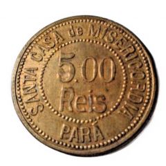 5.00 Réis Santa Casa de Misericordia - Leprosarium Coin
