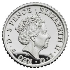 5 Pence - Elizabeth II 5th portrait, 1/40 oz Fine Silver