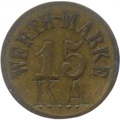 15 Pfennig Werth-Marke, Countermarked `KA`