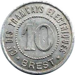 10 Centimes - Cie des Tramways électriques Brest
