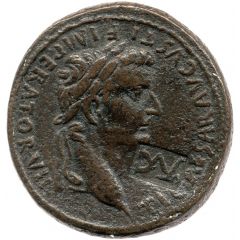 Sestertius - Tiberius ROM ET AVG, altar of Gauls