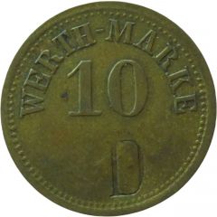 10 Pfennig Werth Marke, Countermarked `D` on both sides