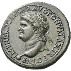 Sestertius - Nero S C, Mars, Pax, and Victory