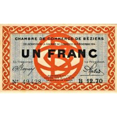 1 Franc - Chambre de Commerce de Béziers 34