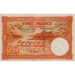 20 Francs Orange, `TROISIEME EMISSION` overprint
